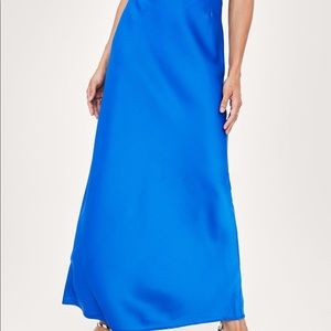 BNWT BLUE SATIN LONG HIGH WAISTED MAXI BIAS CUT SKIRT